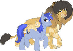Size: 2225x1563 | Tagged: safe, artist:mythpony, oc, oc only, oc:aeon of dreams, species:pony, species:unicorn, big cat, cub, lion, male, simple background, stallion, tiger, transparent background