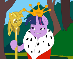 Size: 5000x4000 | Tagged: safe, artist:victoreach, character:twilight sparkle, species:pony, absurd resolution, bucktooth, bugs bunny, crown, faec, female, hoof hold, jewelry, looney tunes, mantle, regalia, scepter, solo, twilight scepter