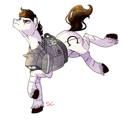 Size: 3000x3000 | Tagged: safe, artist:sourcherry, oc, oc:omega, species:earth pony, species:pony, fallout equestria, armor, male, power armor, red eyes, scar, solo, stallion