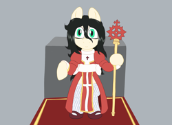 Size: 1848x1348 | Tagged: safe, artist:scraggleman, oc, oc:floor bored, species:earth pony, species:pony, clothing, cosplay, costume, priestess, ragnarok online, semi-anthro, shoes, solo, staff