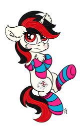 Size: 1920x3000 | Tagged: safe, artist:dawn-designs-art, oc, oc only, oc:blackjack, species:pony, species:unicorn, fallout equestria, fallout equestria: project horizons, blushing, cheek fluff, chest fluff, clothing, cute, ear fluff, fanfic art, security, simple background, socks, solo, striped socks, transparent background