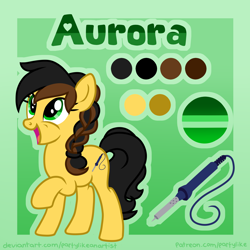 Size: 4000x4000 | Tagged: safe, artist:partylikeanartist, base used, oc, oc:aurora (stardust), species:earth pony, species:pony, absurd resolution, braid, female, mare, plait, reference sheet, soldering iron, solo