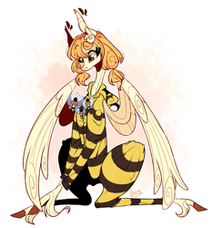 Size: 1113x1187 | Tagged: safe, artist:manella-art, oc, oc:berry kicker, species:pegasus, species:pony, animal costume, bee, bee costume, clothing, costume, female, insect, mare, solo
