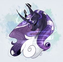Size: 904x894 | Tagged: safe, artist:manella-art, character:nightmare rarity, character:rarity, species:pony, species:unicorn, chest fluff, crying, ear fluff, eyes closed, female, mare, solo