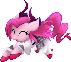 Size: 1345x1165 | Tagged: safe, artist:geraritydevillefort, character:pinkie pie, species:earth pony, species:pony, clothing, devil horns, digital art, elizabeth bathory, fate/extra, fate/grand order, female, mare, simple background, smiling, solo, transparent background