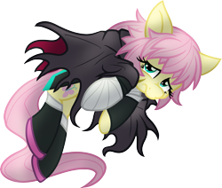 Size: 1429x1212 | Tagged: safe, artist:geraritydevillefort, character:fluttershy, species:pony, clothing, digital art, fate/apocrypha, fate/grand order, female, jack the ripper, mare, simple background, solo, transparent background, wrapping