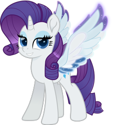 Size: 5000x5295 | Tagged: safe, artist:n0kkun, character:rarity, species:alicorn, species:pony, species:unicorn, friendship is magic: rainbow roadtrip, g4, my little pony: friendship is magic, alicornified, colored wings, female, mare, multicolored wings, race swap, rainbow wings, raricorn, simple background, solo, transparent background, wings