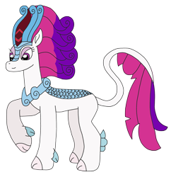Size: 2369x2448 | Tagged: safe, artist:supahdonarudo, character:queen novo, species:kirin, my little pony: the movie (2017), curly hair, kirin-ified, leonine tail, raised hoof, simple background, species swap, transparent background