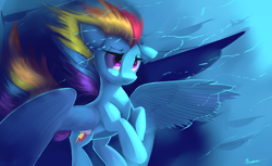Size: 4400x2700 | Tagged: safe, artist:auroriia, character:rainbow dash, species:pegasus, species:pony, airship, female, high res, lightning, mare, solo