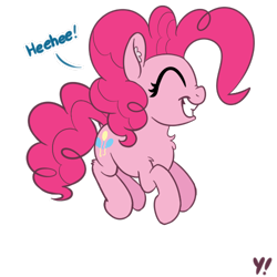 Size: 500x500 | Tagged: safe, artist:yakoshi, part of a set, character:pinkie pie, species:earth pony, species:pony, 8 angles of pony collaboration, cute, diapinkes, eyes closed, female, mare, midair, pronking, simple background, smiling, solo, transparent background