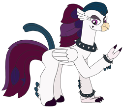 Size: 2786x2448 | Tagged: safe, artist:supahdonarudo, character:queen novo, species:classical hippogriff, species:hippogriff, my little pony: the movie (2017), collar, cuffs, devil horn (gesture), makeup, painted nails, piercing, punk, simple background, spiked collar, spiked wristband, transparent background, wristband