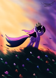 Size: 2978x4096 | Tagged: safe, artist:ringteam, character:twilight sparkle, character:twilight sparkle (alicorn), species:alicorn, species:pony, episode:the last problem, g4, my little pony: friendship is magic, end of ponies, flower, princess twilight 2.0, wind
