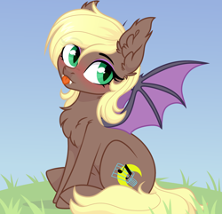 Size: 3772x3640 | Tagged: safe, artist:rioshi, artist:sparkling_light, artist:starshade, oc, oc only, oc:midnight song, species:bat pony, species:pony, bat pony oc, blep, blushing, chest fluff, cute, cute little fangs, ear fluff, fangs, female, looking at you, mare, sitting, slit eyes, slit pupils, solo, tongue out