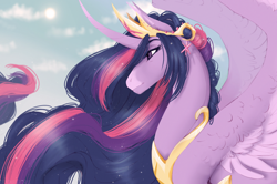 Size: 1280x850 | Tagged: safe, artist:dementra369, character:twilight sparkle, character:twilight sparkle (alicorn), species:alicorn, species:pony, episode:the last problem, g4, my little pony: friendship is magic, crown, digital art, female, jewelry, mare, older, older twilight, princess twilight 2.0, regalia, smiling, solo