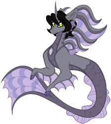 Size: 3800x4250 | Tagged: safe, artist:australian-senior, species:siren, cloven hooves, commission, curved horn, fangs, fins, fish tail, floating, horn, kellin quinn, looking at you, male, ponified, scales, simple background, sleeping with sirens, slit eyes, solo, transparent background