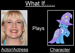 Size: 1024x718 | Tagged: safe, artist:mega-poneo, character:trixie, species:human, species:pony, species:unicorn, cape, carolyn lawrence, clothing, female, hat, irl, irl human, mare, meme, photo, trixie's cape, trixie's hat, vector