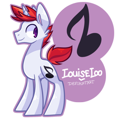 Size: 1000x1000 | Tagged: safe, artist:looji, oc, oc only, oc:redrecord, species:pony, species:unicorn, female, horn, mare, music notes, simple background, smiling, solo, transparent background, unicorn oc