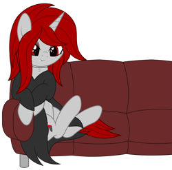 Size: 6443x6376 | Tagged: safe, artist:waveywaves, oc, oc only, oc:waves, couch, fangs, makeup, simple background, solo, transparent background