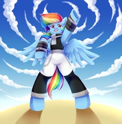 Size: 1280x1302 | Tagged: safe, artist:tigra0118, character:rainbow dash, species:pegasus, species:pony, anime, armpits, black star, collaboration, crossover, female, looking at someone, solo, soul eater