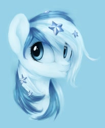 Size: 843x1024 | Tagged: safe, artist:aphphphphp, oc, oc only, oc:starline, species:pegasus, species:pony, blue background, bust, female, mare, portrait, simple background, solo, stars