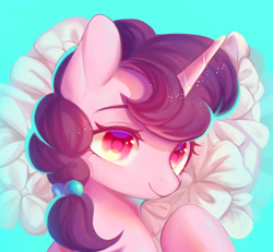 Size: 1300x1200 | Tagged: safe, artist:leafywind, character:sugar belle, species:pony, species:unicorn, bust, colored pupils, cute, female, flower, mare, portrait, solo, sugarbetes