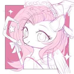 Size: 2362x2362 | Tagged: safe, artist:leafywind, character:fluttershy, species:pegasus, species:pony, blep, bust, cane, clothing, cute, female, hat, high res, mare, partial color, portrait, shyabetes, solo, staff, stars, tongue out, witch, witch hat