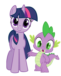 Size: 913x1133 | Tagged: safe, artist:kittyhawk-contrail, edit, character:spike, character:twilight sparkle, happy, smiling
