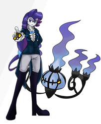 Size: 1300x1600 | Tagged: safe, artist:geraritydevillefort, character:rarity, my little pony:equestria girls, chandelure, crossover, female, pokéball, pokémon, rarifort, solo, the count of monte cristo, ultra ball, villefort