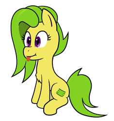 Size: 611x651 | Tagged: safe, artist:scraggleman, oc, oc:bit assembly, species:earth pony, species:pony, chest fluff, simple background, sitting, solo, tongue out