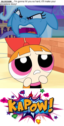 Size: 796x1561 | Tagged: safe, artist:mega-poneo, edit, edited screencap, screencap, character:trixie, episode:to where and back again, g4, my little pony: friendship is magic, blossom (powerpuff girls), comic, meme, powerpuff girls 2016, the powerpuff girls