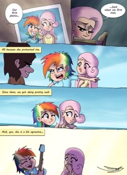 Size: 2978x4096 | Tagged: safe, artist:ringteam, character:fluttershy, character:rainbow dash, species:human, comic:a certain confession, album, child, dialogue, female, filly, filly fluttershy, filly rainbow dash, humanized, picture, speech bubble, younger