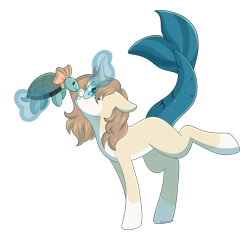 Size: 2845x2693 | Tagged: safe, artist:ohhoneybee, oc, oc:bubbles, species:pony, species:unicorn, female, fish tail, glasses, magic, mare, neck bow, nuzzling, simple background, transparent background, turtle
