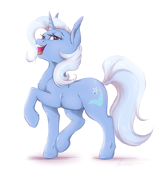 Size: 2264x2400 | Tagged: safe, artist:buttersprinkle, character:trixie, species:pony, species:unicorn, cute, diatrixes, female, high res, mare, open mouth, pose, raised hoof, simple background, solo, white background