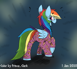 Size: 1021x914 | Tagged: safe, artist:princeclark, artist:xieril, edit, character:rainbow dash, species:pegasus, species:pony, clothing, color edit, colored, cute, dashabetes, female, food, happy, mare, meat, open mouth, pajamas, pepperoni, pepperoni pizza, pizza, smiling, solo, that pony sure does love pizza, wings