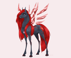 Size: 1280x1040 | Tagged: safe, artist:dementra369, oc, oc only, oc:obsidian blossom, species:crystal pony, species:pony, crystal, female, hoers, mare, red and black oc, simple background, solo