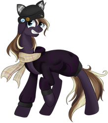 Size: 1553x1776 | Tagged: safe, artist:weird--fish, oc, oc only, oc:fractal, species:pony, clothing, coat, hat, ponified, scarf, simple background, solo, transparent background