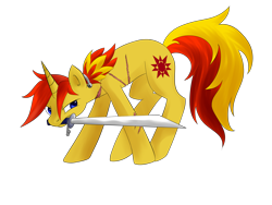 Size: 2560x1920 | Tagged: safe, artist:weird--fish, oc, oc only, scar, simple background, solo, sword, transparent background, weapon