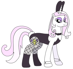 Size: 2101x1990 | Tagged: safe, artist:supahdonarudo, character:fleur-de-lis, species:pony, species:unicorn, bunny ears, bunny suit, clothing, cuffs (clothes), fishnets, miss fleur is trying to seduce us, simple background, transparent background