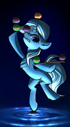 Size: 1600x2900 | Tagged: safe, artist:shido-tara, character:trixie, species:pony, species:unicorn, balancing, ball, chest fluff, female, mare, solo, water