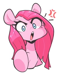 Size: 813x945 | Tagged: safe, artist:sourspot, character:pinkamena diane pie, character:pinkie pie, species:earth pony, species:pony, bust, cross-popping veins, cute, cuteamena, diapinkes, female, looking at you, mare, open mouth, simple background, solo, white background