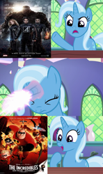 Size: 640x1080 | Tagged: safe, artist:mega-poneo, edit, edited screencap, screencap, character:trixie, species:pony, species:unicorn, episode:all bottled up, g4, my little pony: friendship is magic, comic, fantastic four, female, magic, mare, meme, screencap comic, the incredibles, transformation, trixie fixing meme