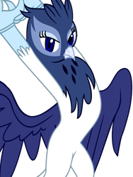 Size: 1039x1385 | Tagged: safe, artist:magister39, edit, editor:princessember2019, character:irma, species:griffon, eyes open, looking at you, on hind legs, simple background, solo, standing, stretching, transparent background, vector, vector edit