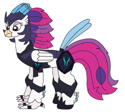 Size: 2028x1817 | Tagged: safe, artist:supahdonarudo, character:queen novo, species:classical hippogriff, species:hippogriff, fanfic:revenge of the storm king, my little pony: the movie (2017), armor, concept, fanfic art, gladiator, helmet, simple background, storm king's emblem, transparent background
