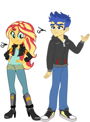 Size: 1138x1539 | Tagged: safe, artist:gmaplay, character:flash sentry, character:sunset shimmer, ship:flashimmer, my little pony:equestria girls, boots, converse, female, high heel boots, male, shipping, shoes, simple background, straight, transparent background