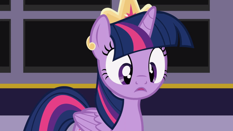 Size: 800x450 | Tagged: safe, artist:forgalorga, character:twilight sparkle, character:twilight sparkle (alicorn), species:alicorn, species:pony, episode:the last problem, g4, my little pony: friendship is magic, angry, animated, crown, female, gif, jewelry, magic glow, regalia, show accurate, solo, twilight is not amused, unamused, wings