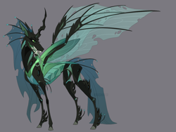 Size: 1280x960 | Tagged: safe, artist:dementra369, character:queen chrysalis, species:changeling, changeling queen, fangs, female, forked tongue, headcanon, redesign, solo
