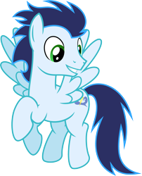 Size: 2426x3000 | Tagged: safe, artist:chainchomp2, character:soarin', species:pegasus, species:pony, .svg available, flying, high res, looking back, male, raised hoof, simple background, solo, stallion, transparent background, vector