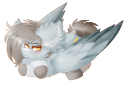 Size: 1024x689 | Tagged: safe, artist:vanillaswirl6, oc, oc:shockwave, species:pegasus, species:pony, annoyed, art trade, crossed hooves, fluffy, male, simple background, transparent background