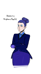 Size: 357x640 | Tagged: safe, artist:demdoodles, character:rarity, species:human, episode:the cutie re-mark, alternate timeline, crossed arms, female, hair bun, humanized, night maid rarity, nightmare takeover timeline, simple background, solo, white background
