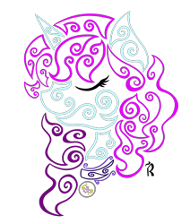 Size: 1600x1883 | Tagged: safe, artist:dawn-designs-art, oc, oc only, oc:blooming corals, species:pony, species:unicorn, abstract, abstract art, blue coat, digital art, jewelry, modern art, necklace, purple mane, simple background, solo, transparent background